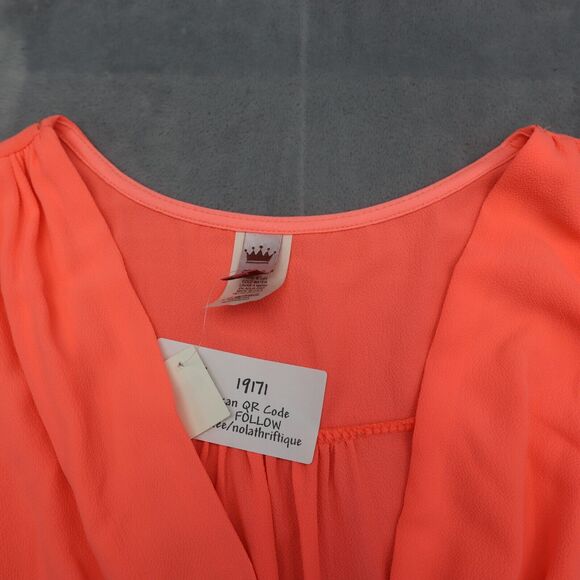 Coco Avante Romper Womens S Orange Sleeveless V Neck Ruffles Hem Pullover - Picture 9 of 16